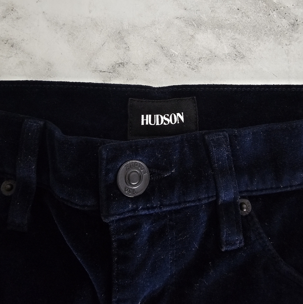 Hudson Jeans High Rise Brix Cropped Bootcut Flare Velvet Dark Blue Pant 30 NWT - Picture 7 of 9